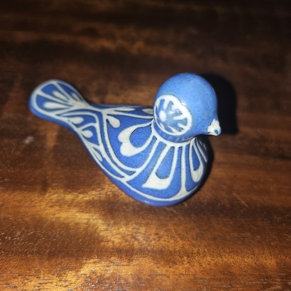 Vintage Blue Dove Figurine Signed Pablo Zabal Chili Pottery Collectable Boho